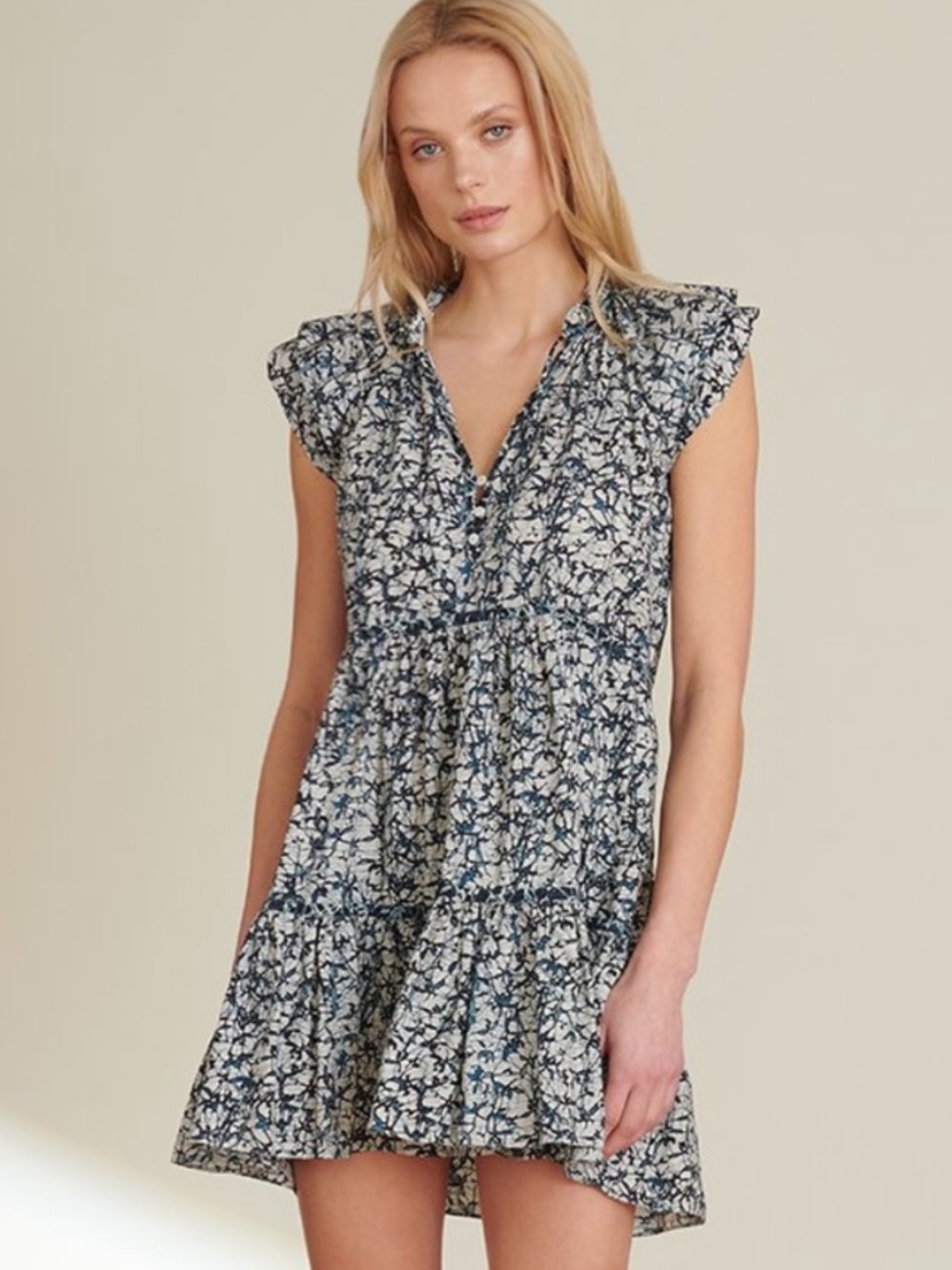 Veronica Beard Zee Ruffle Tiered Mini Dress (0)